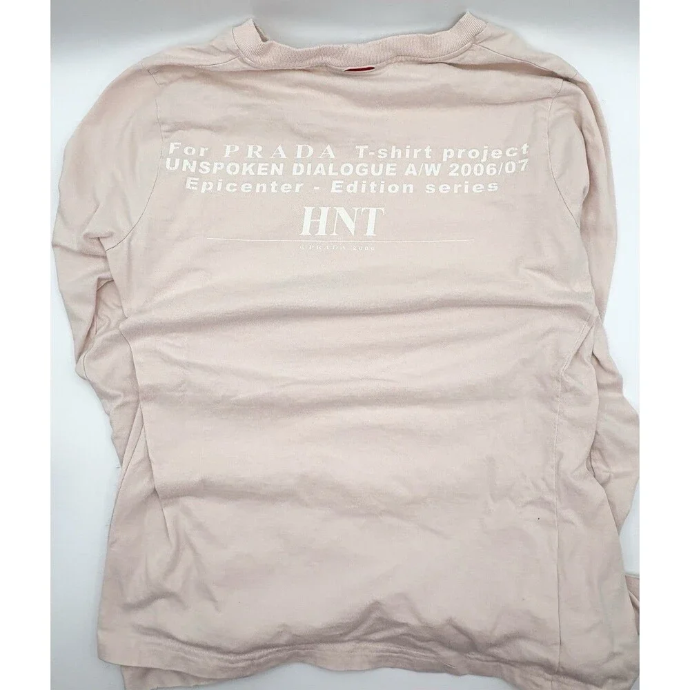Prada Winter 2006 Light Pink Long Sleeve Graphic Tee 